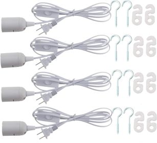 4 pcs E26/E27 LED Light socket 5.9FT extension cord with On/Off switch and US AC Power Plug Bulb Socket for Pendant Lighting Bulb Lamp in Kitchen