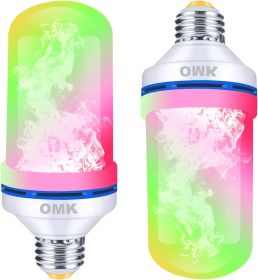 LED Flame Effect Fire Light Bulbs (2 Pack), Flame Decor 4 Modes Flickering Fire Simulated Lamps