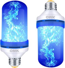 Blue Flame Decor LED Flame Effect Light Bulbs - Upgraded 4 Modes Fire Simulated Lamps - Gifts, Party, Indoor/Outdoor Decoration Lights (Blue 2)