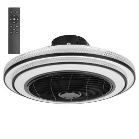 20.5in Ceiling Fan With Light Round Pendant Fan Lamp 30W LED Ceiling Fan With 3-Fan Speed Remote Control Timer APP Control (Option: Black)