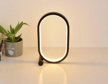 Usb Plug-In Lamp Oval Acrylic Lamp Touch Control Dimmable Modern Simple Creative Night Lamp Bedside Reading Lamp Desk Table Led (Color: Black, Electrical outlet: USB)