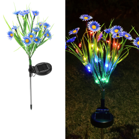 Solar Garden Lights LED Flower Stake Lamp Outdoor Yard Waterproof Patio Decor (Package: 4 Pack, Color: Blue)