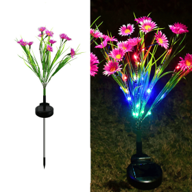 Solar Garden Lights LED Flower Stake Lamp Outdoor Yard Waterproof Patio Decor (Package: 3 Pack, Color: Pink)