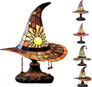 Witch Hat Lamp, Spooky Fun for Small Witches, Handmade Witch Hat Shaped Decoration for Bedroom Party Decorations(Purple) (Color: Yellow)