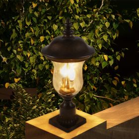 21"(H) Vintage Outdoor Lamp Post Light, Waterproof Garden Patio Lantern with Clear Glass Shade, Classic Bronze Finish, Ideal for Yard, Porch, Wal (Material: Aluminium,Glass, Color: Brown+Bronze)