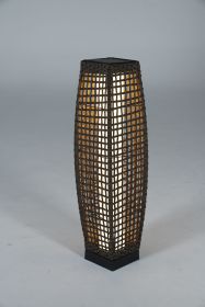 Solar Outdoor Floor Lamp, Lantern Wicker Deck Lights for Garden Decor, 1 Piece (Color: Dark Brown)