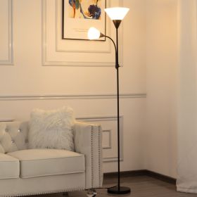 71.3' Torchiere Floor Lamp (Main Material: Metal, Main Color: Black)